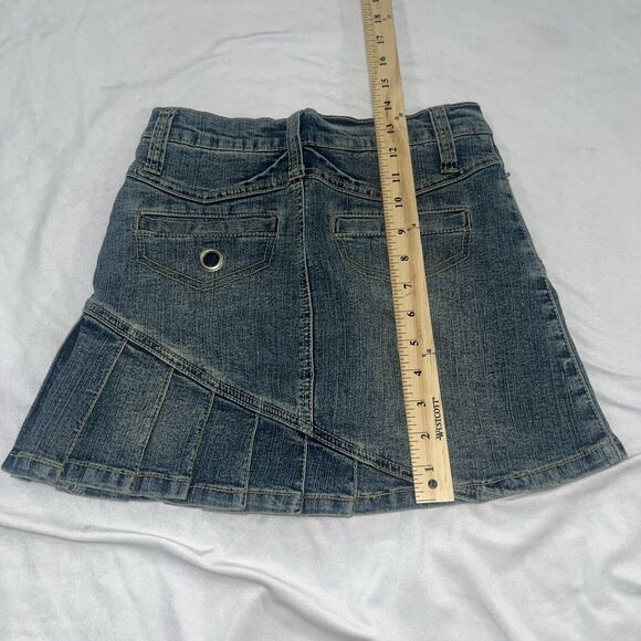 Y2K Vanilla Star Micro Mini Denim Skirt Pleated Juniors Sz 1 - Picture 8 of 10